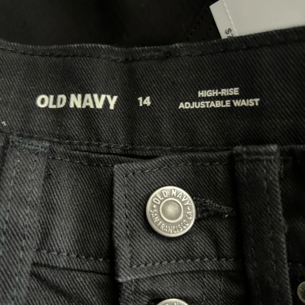 OLD NAVY Girls High Waisted Jean Shorts - Black Frayed Hem - Size 14